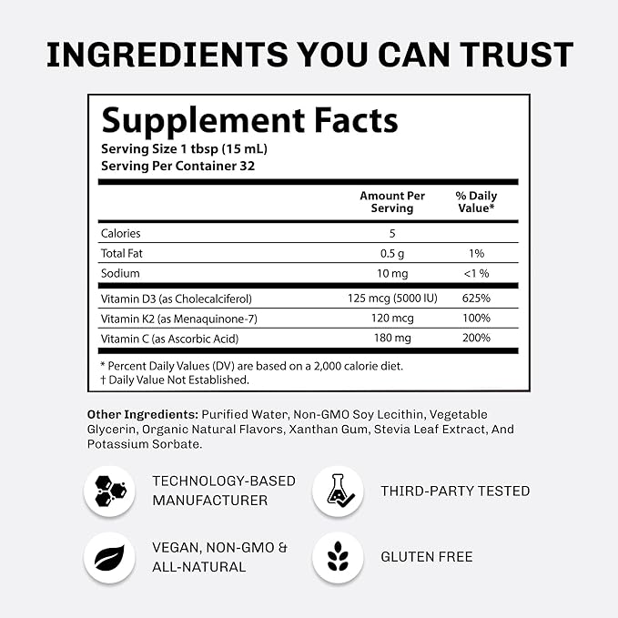 Aurora Nutrascience Mega Liposomal Vitamin C 32 Pack + Vitamin D3/K2 Bottle Bundle - Supplement for Immune Support & Cognitive Health - 32 Servings Each