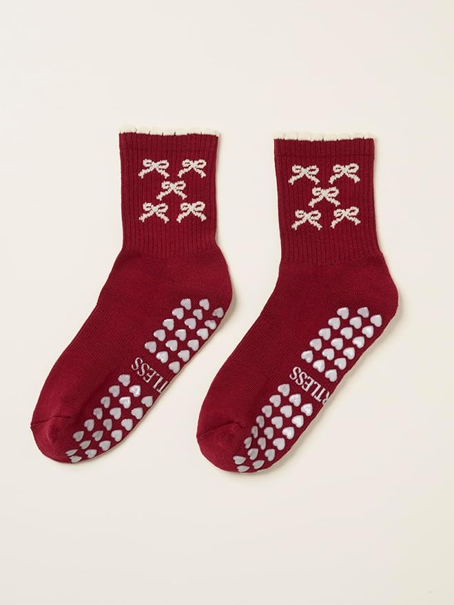 Shapes Studio Crew Half Calf Grip Socks, Cutest Fruits Pilates Socks, Ruffle socks, Non-Slip, Barre Yoga Fitness