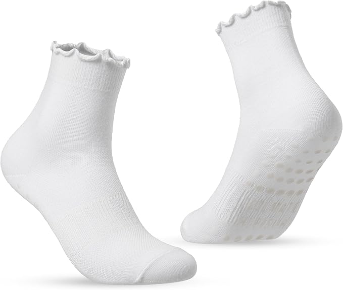 CoolMate 2/3/4 Pairs Pilates Socks with Grips for Women, Cute Yoga Socks, Crew Non Slip Women for Barre, Pilates Gifts