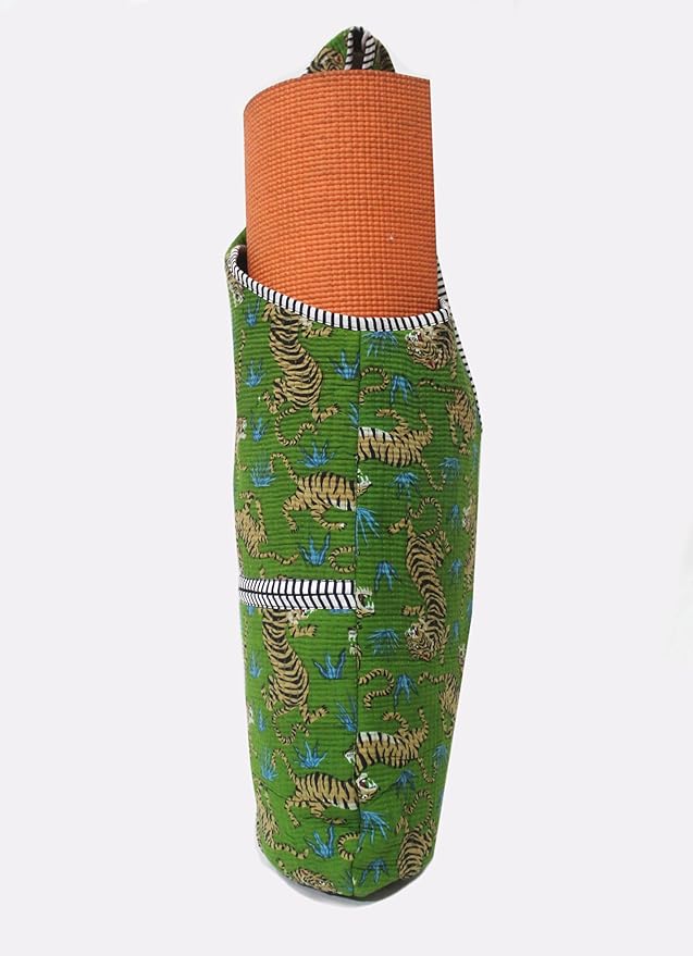INDIAN CRAFT CASTLE Yoga Mat Bag | Tote Mat Bag | Sling Yoga Tote w/Large Side Pocket & Zipper Pocket | Yoga Mat Carrier Fits Most Size Mats