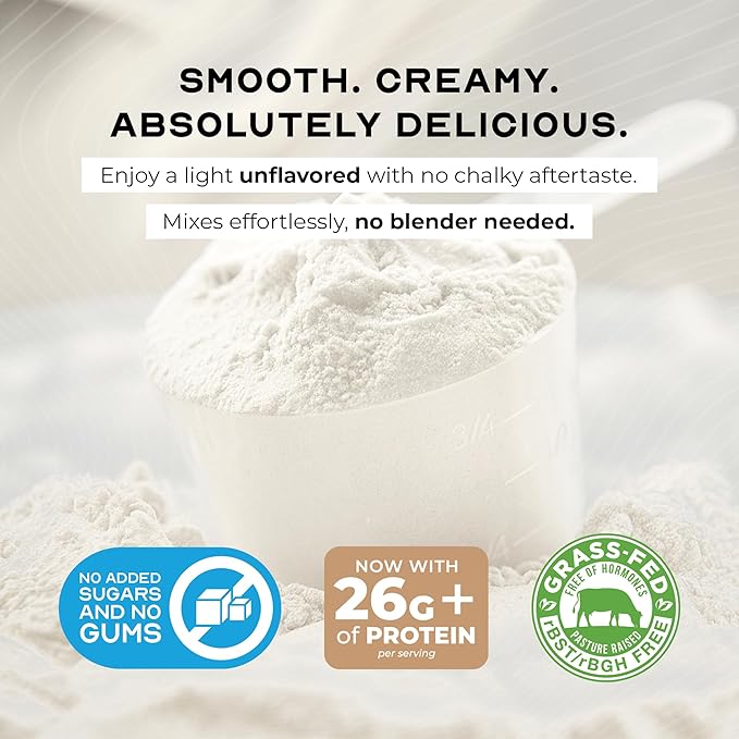Muscle Feast Grass-Fed Whey Protein Isolate, All Natural Hormone Free Pasture Raised, Whey Isolate Protein Powder for Men and Women, Clean, Non-GMO & Gluten-Free, Isolate Protein - Unflavored, 5lb