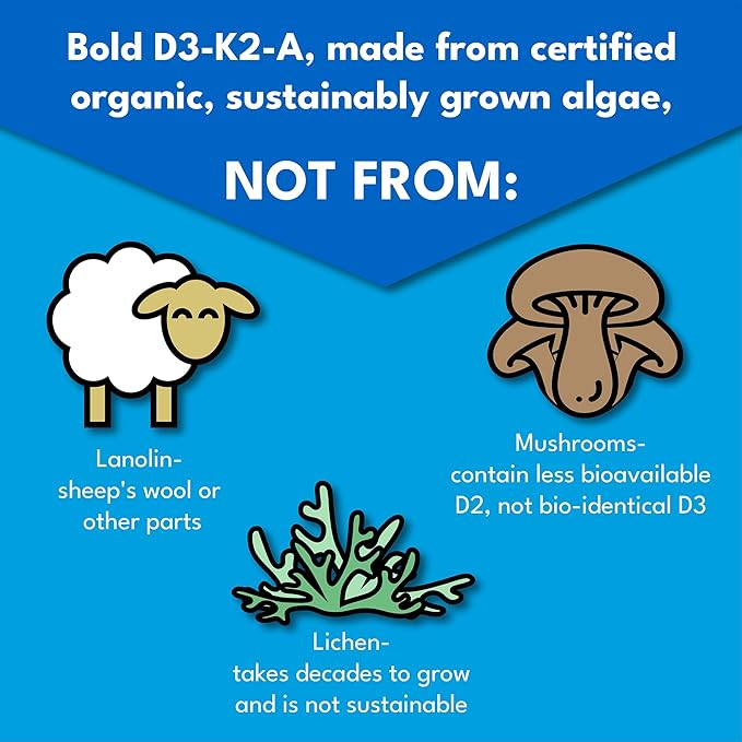 D3-K2-A, Liquid Vitamin Complex, Vegan D3 from Organic Algae with Vitamin K2 (MK7) and A for Immune Support, Natural Orange Flavor, Tastes Delicious, 1 FL OZ. (30mL)