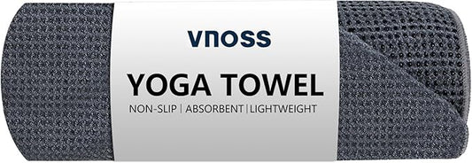 Hot Yoga Towel - Microfiber Non Slip Yoga Mat Towel with Grip Dot Sweat Absorbent Towel for Hot Yoga, Pilates and Fitness 72" x 24", Grey