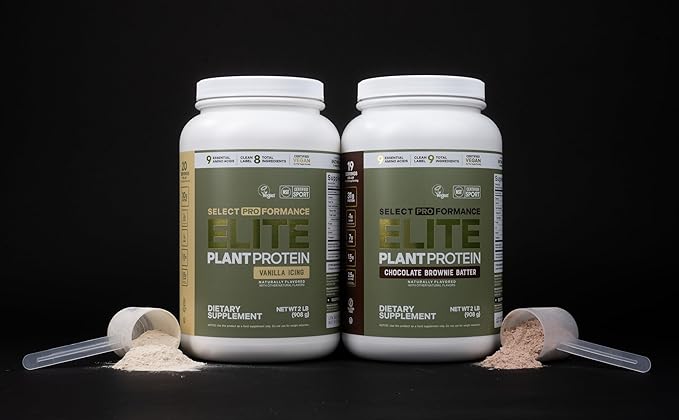 Silver Star Nutrition, Select Proformance Elite Vegan Plant Protein Powder, Chocolate Brownie Batter, NSF Certified, No Added Sugar, 16g of Protein per Serving, 38 Servings, 2 Lbs