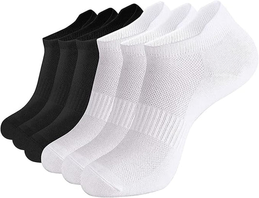 brookhaus Women Low Cut No Show Running Socks 6 Pairs - Cushioned Arch Support, Moisture Wicking Athletic Ankle Socks