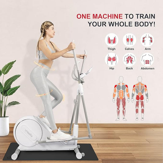 Elliptical Exercise Machine for Home,3-in-1Compact Training Machines with 16 Resistance Levels,14LB Flywheel,Low Impact Magnetic Cross Trainer,Quiet Portable Elliptical for Seniors&Small Spaces
