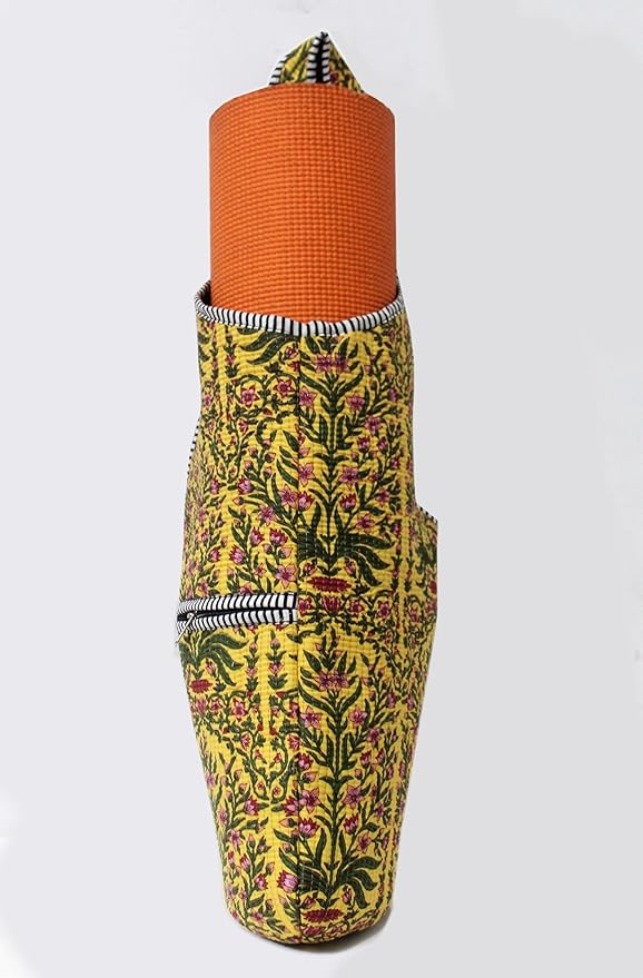 INDIAN CRAFT CASTLE Yoga Mat Bag | Tote Mat Bag | Sling Yoga Tote w/Large Side Pocket & Zipper Pocket | Yoga Mat Carrier Fits Most Size Mats