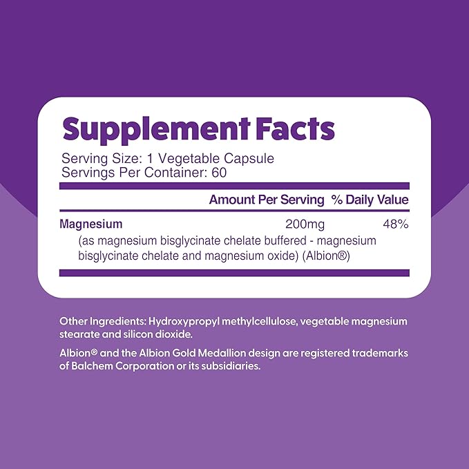 Feel Great Magnesium Bisglycinate – High Absorption, Buffered & Chelated Magnesium for Muscle, Bone & Joint Support – 60 Easy-to-Swallow Vegan Capsules