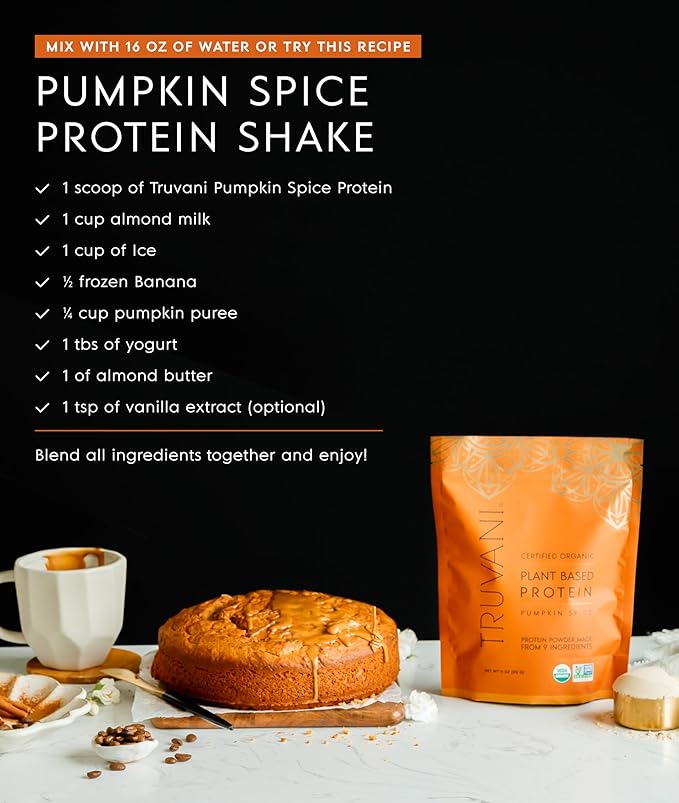 Truvani Vegan Pea Protein Powder | Pumpkin Spice | 20g Organic Plant Based Protein | 1 Serving | Keto | Gluten & Dairy Free | Low Carb | No Added Sugar