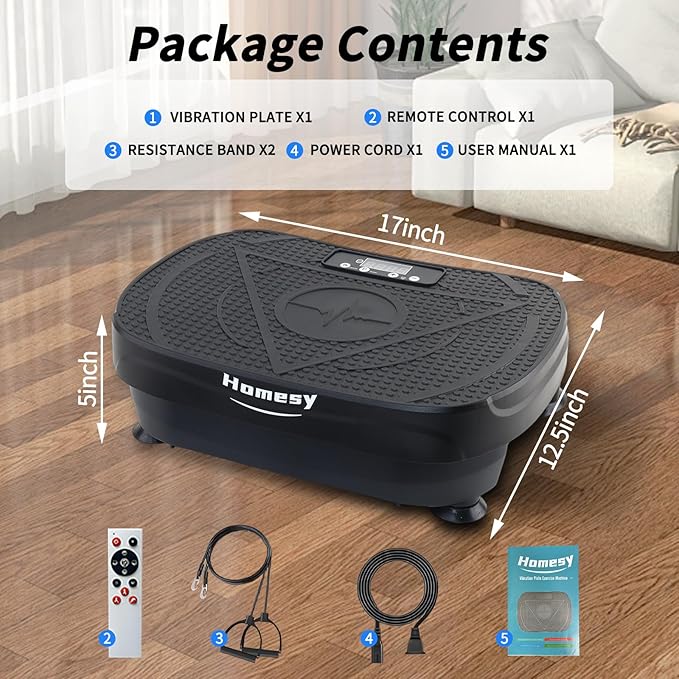 Homesy Vibration Plate Exercise Machine for Whole Body Workout , Weight Loss, and Lymphatic Drainage – Power Vibrate Platform, Shake Plate for Home Fitness and Fat Burning for Women Men