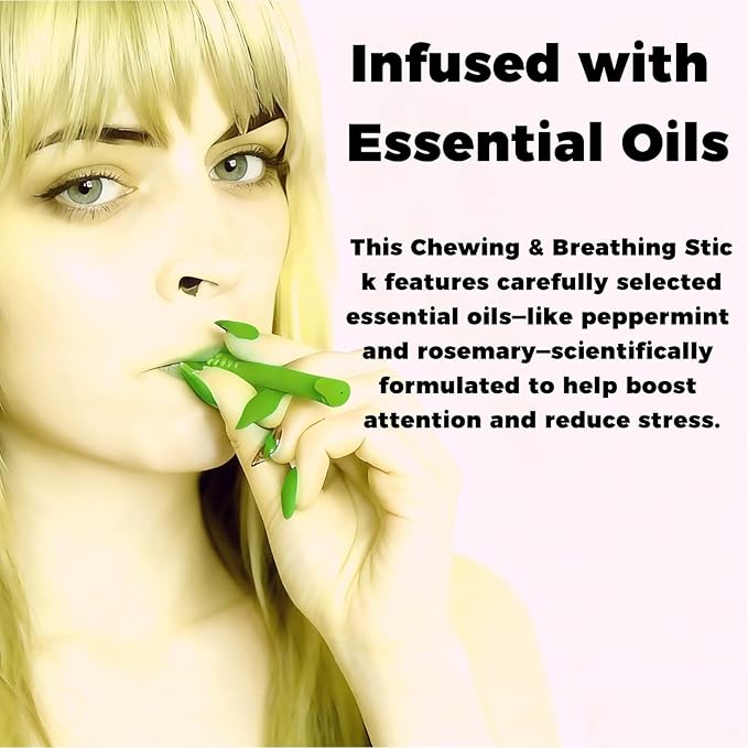 4Pcs Chewable Essential Oil Breather Sticks, Portable Chewable Breather Sticks with Essential Oils, Oral Fixation Relief, Fresh Breath Oral Relaxation Stick, Portable Oil Chewable Breather