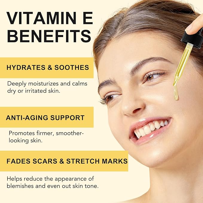 Vitamin E Oil | 75,000 IU | Natural Antioxidant | Moisturizing and Firming Skin | for Dryness, Wrinkles, Scars & Stretch Marks | for Face & Body
