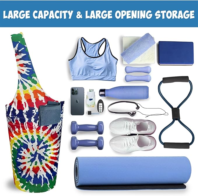 Yoga Mat Bag Carrier for Women with Side Large Pocket Durable Linen Workout Gym Travel Storage Pilates Mats