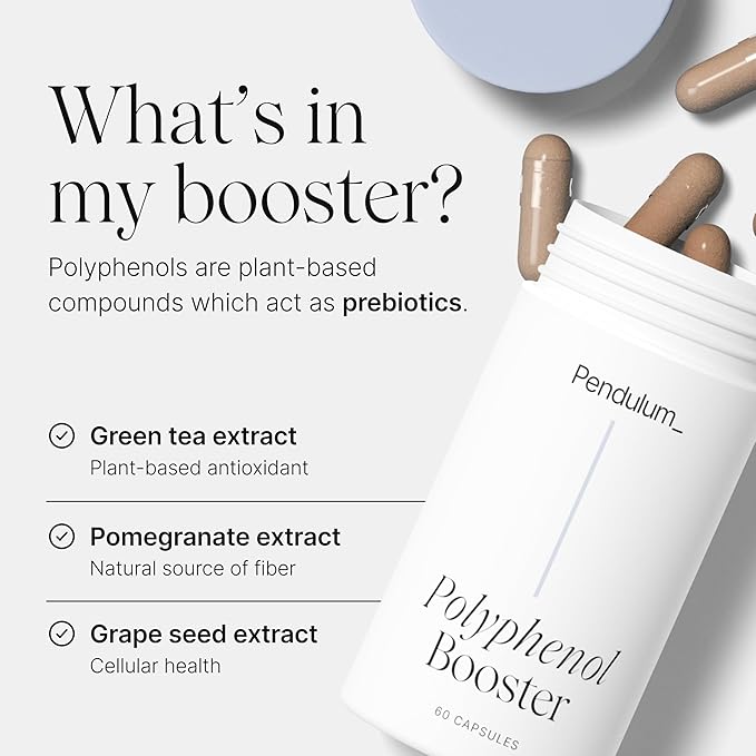Pendulum Polyphenol Booster, Antioxidant from Superfoods, Beneficial Plant Compounds for Good Health, Helps Boost Akkermansia Muciniphila for Men & Women (60 Capsules, 1-Pack)