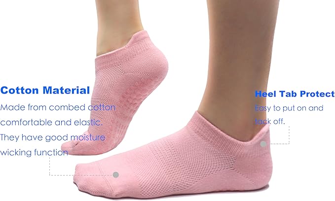 Tamlien Yoga & Pilates Grip Socks - Non-Slip, Barefoot, Pregnant-Friendly Crew Socks for Yoga, Barre & Sports