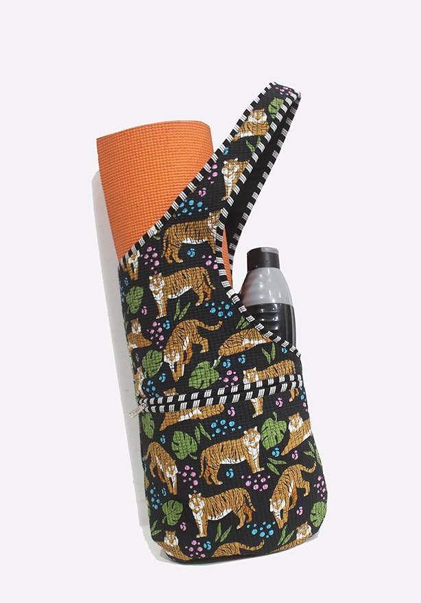 INDIAN CRAFT CASTLE Yoga Mat Bag | Tote Mat Bag | Sling Yoga Tote w/Large Side Pocket & Zipper Pocket | Yoga Mat Carrier Fits Most Size Mats