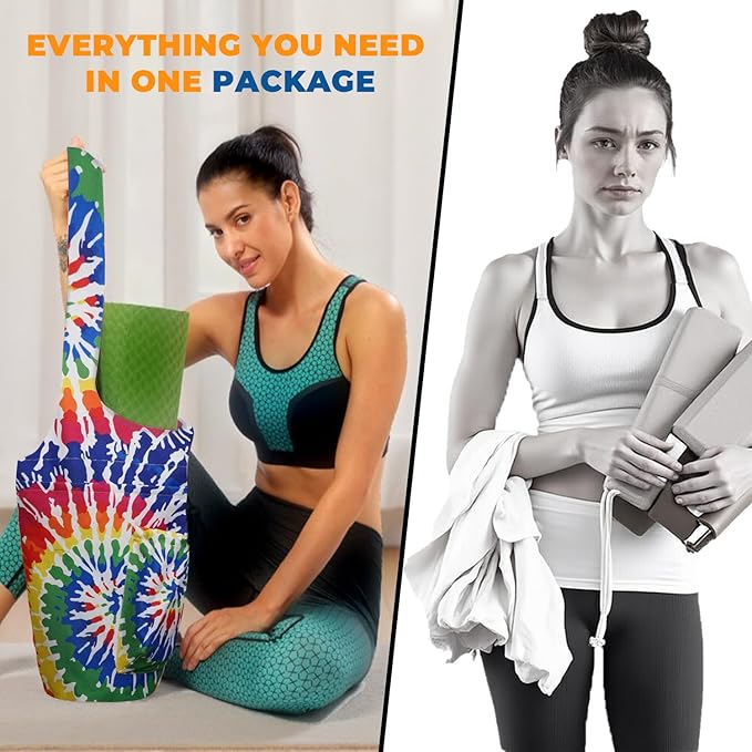 Yoga Mat Bag Carrier for Women Workout Large Waterproof with Zipper Pocket, Keychain and Wide Shoulder Straps