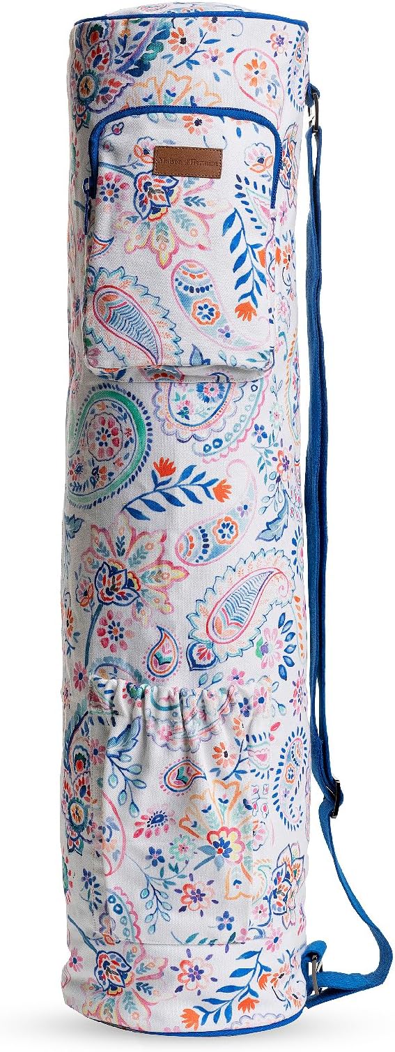 Maison d' Hermine Yoga Mat bag, Cylindrical bag for Woman&Men, yoga mat Bag &Adjustable shoulder straps Yoga Mat Carrier Bag with Drawstring Water Bottle Pocket and zipper pocket