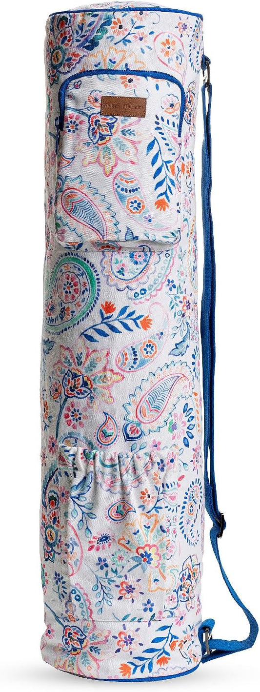 Maison d' Hermine Yoga Mat bag, Cylindrical bag for Woman&Men, yoga mat Bag &Adjustable shoulder straps Yoga Mat Carrier Bag with Drawstring Water Bottle Pocket and zipper pocket