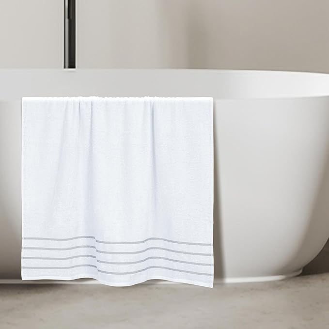 MyOwn Cotton 2 Pack Oversized Bath Sheet 35 x 70, Large Bath Sheet, Ultra Absorbent, Compact, Eco-Friendly and 100% Recyclable, Quick Drying and Lightweight Towel - White