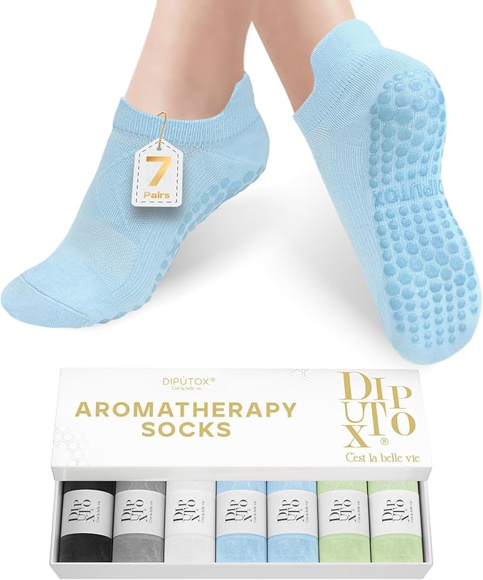 7 Pairs Pilates Socks with grips for Women- Non Slip, Ankle Yoga Socks for Yoga, Pilates, Ballet & Barre,Christmas gifts