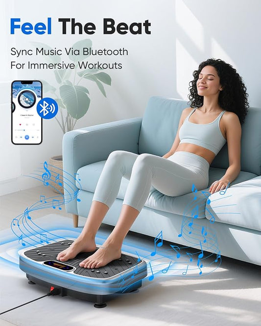 Vibration Plate Exercise Machine, Vibrating Plate Platform for Lymphatic Drainage with 200 Adjustable Speeds, Power Vibration Plate for Weight Loss & Fitness, Supports Max Weight 450 Lbs