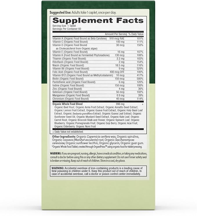 Men’s Multi Once Daily, Whole-Food Multivitamin with 19 Vitamins & Minerals for Energy, Heart, Bone Strength, Prostate & Immune Support, Vegan, Non-GMO, 60 Count