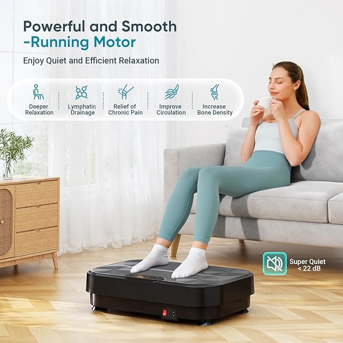 Dripex Vibration Plate Exercise Machine, Power Vibrating Plate for Lymphatic Drainage Weight Loss, Whole Body Workout Vibration Plates Fitness Platform, Fat Burner Shake Plate Equipment for Women Men