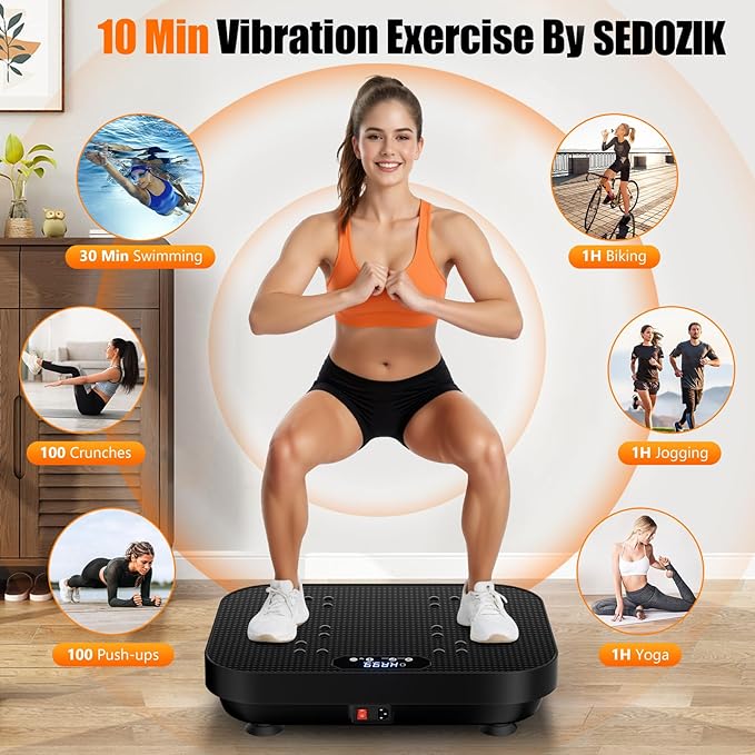 Vibration Plate Exercise Machine, 2025 Upgraded Fitness Vibrating Lymphatic Drainage Full Body Workout Shaker for Weight Loss, Featuring a 330 Lbs Capacity Vibrate Fitness Platform with 8 Modes