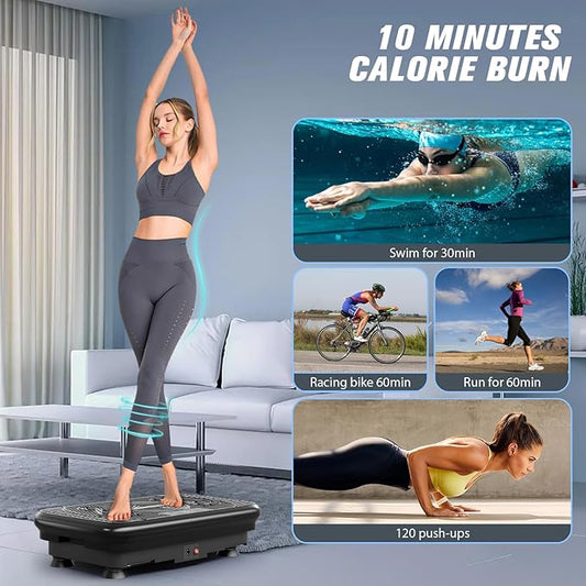 Vibration Exercise Plate – Full Body Fitness Platform for Home Gym, Lymphatic Drainage & Fat Burning Workout Machine, Weight Loss & Muscle Toning Equipment for Women & Men