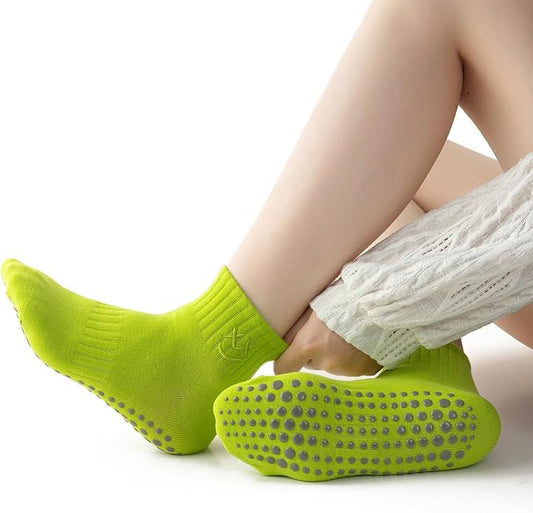 3/6 Pairs Cute Pilates Socks with Grips,Yoga Socks Barre Sock Non Slip Embroidery for Barre Ballet Workout