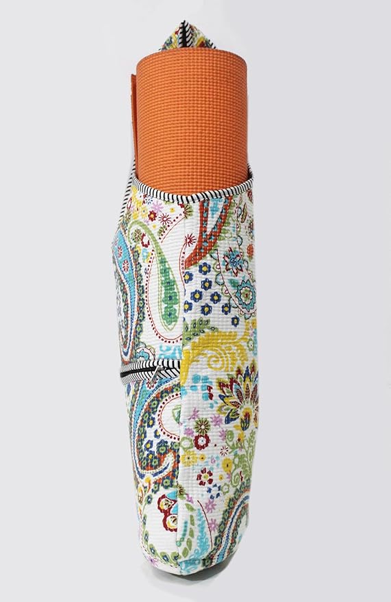 INDIAN CRAFT CASTLE Yoga Mat Bag | Tote Mat Bag | Sling Yoga Tote w/Large Side Pocket & Zipper Pocket | Yoga Mat Carrier Fits Most Size Mats