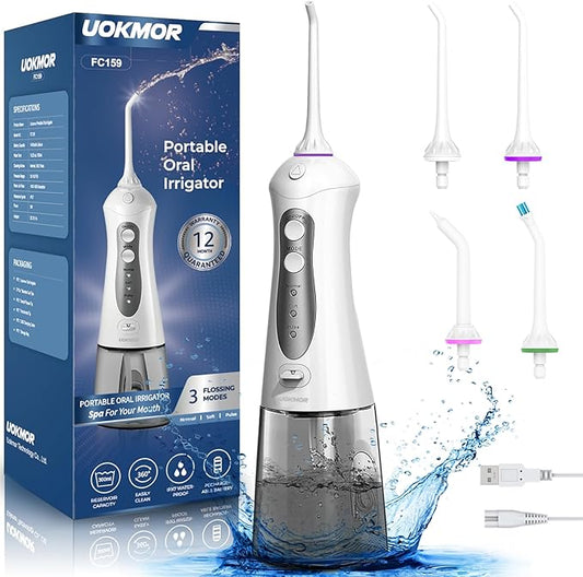 Water Flosser Cordless Teeth Pick: Portable Adults Dental Oral Irrigator for Travel Flossers Cleaning Picks 300ML