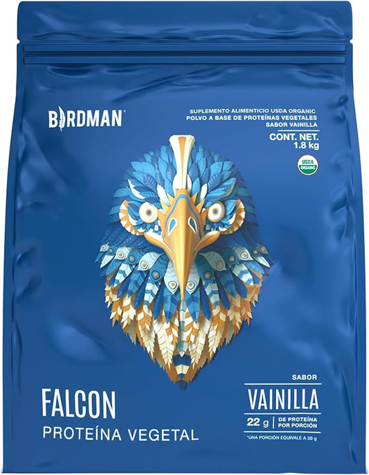 BIRDMAN Falcon Vegan Protein Powder Organic, Stevia & Sugar Free, Plant Based Protein, Low Carb, Dairy Free, Keto, Non Whey Protein, Probiotic | Vanilla Flavor - 60 Servings - 3.9 lb