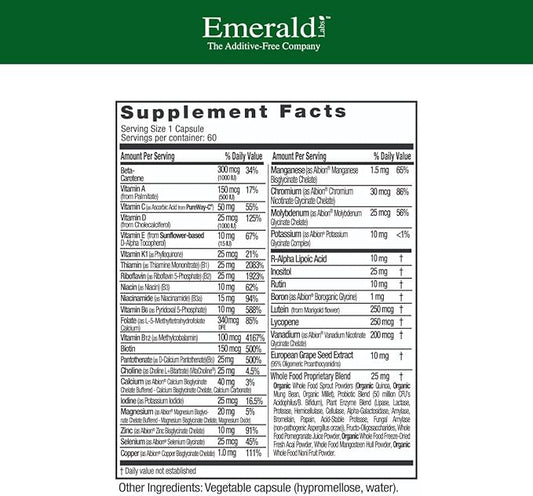 EMERALD LABS Complete 1-Daily Multi - Complete Multivitamin for Men & Women with Vitamin C, Methylated Folate, Whole-Food Blend & More for Immune Support, Bone Health & More* - 60 Vegetable Capsules