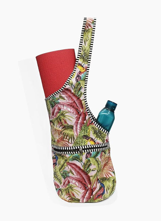INDIAN CRAFT CASTLE Yoga Mat Bag | Tote Mat Bag | Sling Yoga Tote w/Large Side Pocket & Zipper Pocket | Yoga Mat Carrier Fits Most Size Mats