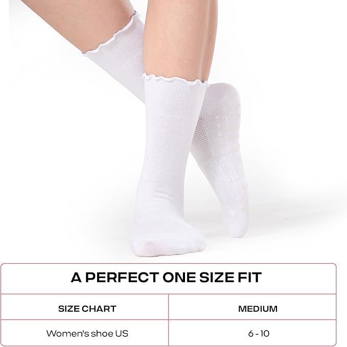 CoolMate 2/3/4 Pairs Pilates Socks with Grips for Women, Cute Yoga Socks, Crew Non Slip Women for Barre, Pilates Gifts