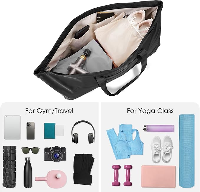 Large Yoga Mat Bag with Shoes Compartment and Wet Pocket Ladies Pilates Gym Tote Bag with Yoga Mat Holder Strap for Women Men Workout Carrier Stuff Accessories