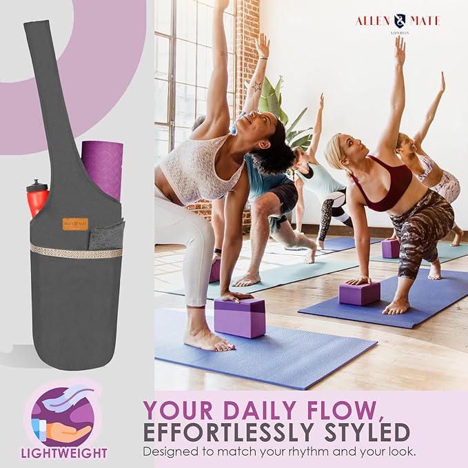 ALLEN & MATE Unisex Yoga Exercise Mat Bag with Large Size Pocket, Big Capacity Mat Tote Shoulder Carrier for Men & Women