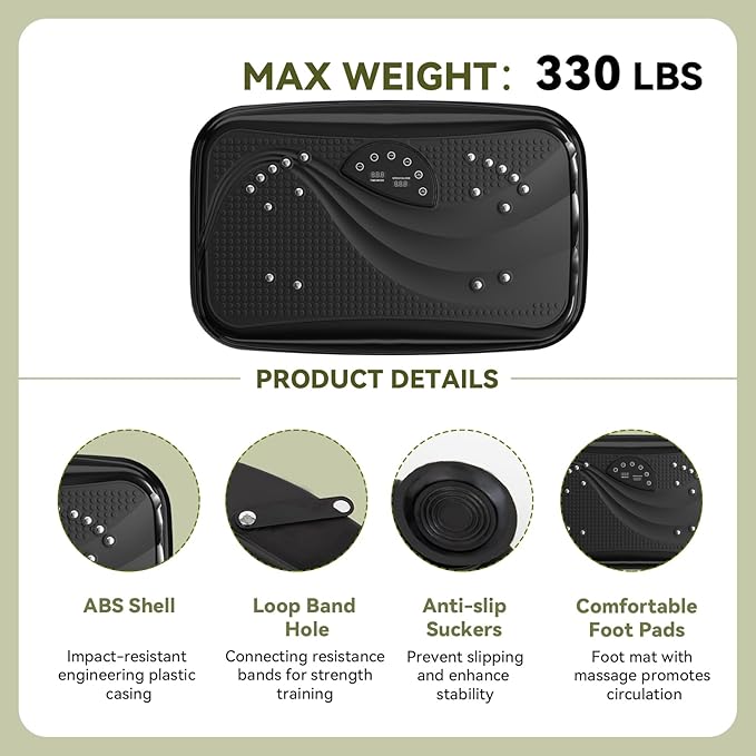 UCIN Vibration Plate Exercise Machine, Vibration Plate for Lymphatic Drainage, 330 Lbs Capacity Vibrating Plate for Weight Loss Home Fitness with Resistance Bands/Pilates Ball