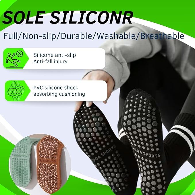 3/6 Pairs Cute Pilates Socks with Grips,Yoga Socks Barre Sock Non Slip Embroidery for Barre Ballet Workout