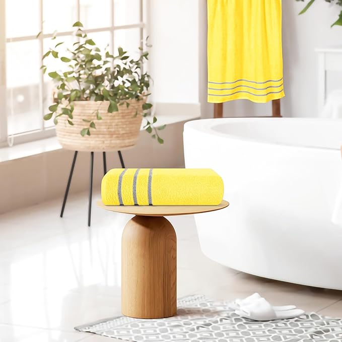 MyOwn Cotton 2 Pack Oversized Bath Towel Set 28x55 inches, Large Bath Towels, Ultra Absorbant Compact Quickdry & Lightweight Towel, Ideal for Gym Travel Camp Pool - Lime Yellow