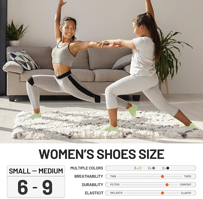 7 Pairs Pilates Socks with grips for Women- Non Slip, Ankle Yoga Socks for Yoga, Pilates, Ballet & Barre,Christmas gifts