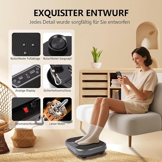 KRYLIX Vibration Plate Exercise Platform Fitness Platform Exercise Machine Vibrating Lymphatic Drainage Vibrating Platform Shaker for Weight Loss 120 Levels for Home