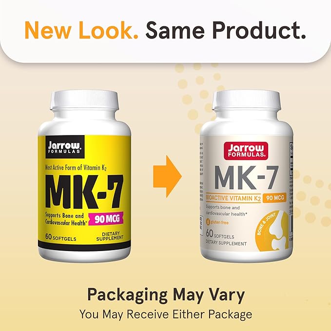 Jarrow Formulas MK-7 90 mcg - Bioactive Form of Vitamin K2-60 Servings (Softgels) - for Bone & Cardiovascular Health - Vitamin K2 MK-7 Dietary Supplement - K2 Vitamin Supplement MK-7 - Gluten Free