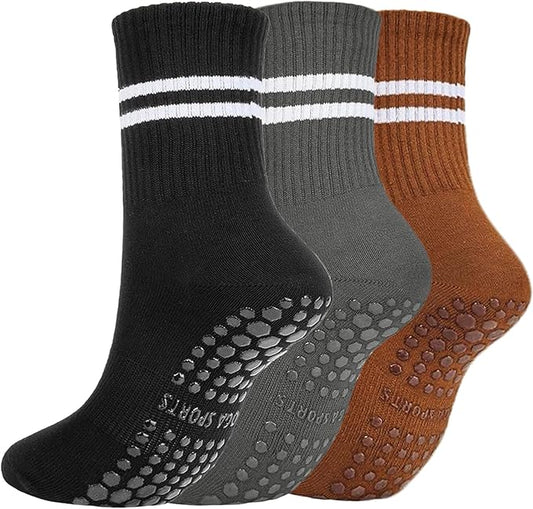3/6 Pairs Cute Pilates Socks with Grips,Yoga Socks Barre Sock Non Slip Embroidery for Barre Ballet Workout
