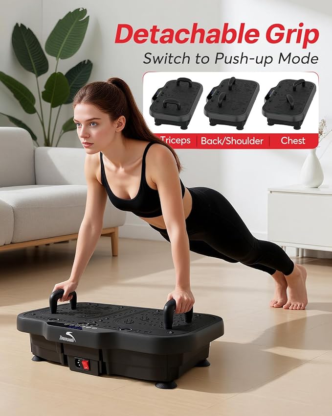 Vibration Plate Exercise Machine, 8000 Vibrations/min Adjustable Fitness Platform, 400 Lbs Capacity Whole Body Workout Extra Large Size Platform with Bluetooth for Weight Loss, Women & Men