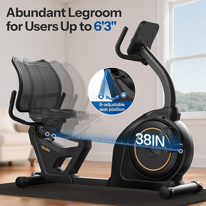 Niceday Recumbent Exercise Bike, Recumbent Bike for Home, Recumbent Stationary Bike 400LBS Weight Capacity, Magnetic Recumbent Bike with Smart APP, LCD Monitor, Heart Rate Handle