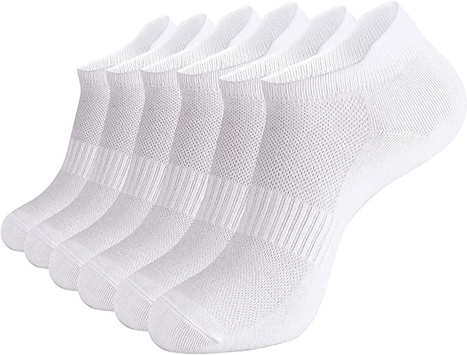 brookhaus Women Low Cut No Show Running Socks 6 Pairs - Cushioned Arch Support, Moisture Wicking Athletic Ankle Socks