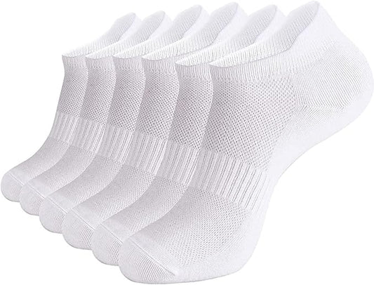 brookhaus Women Low Cut No Show Running Socks 6 Pairs - Cushioned Arch Support, Moisture Wicking Athletic Ankle Socks